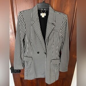 Maeve by Anthropologie Longline Gingham Black White Blazer, small